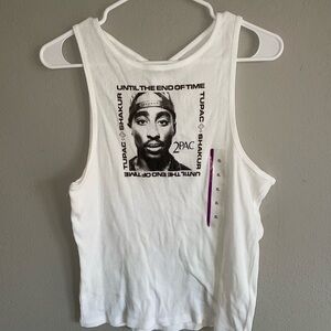 White Graphic Tank Top 2pac